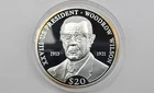 2000 Liberia 20 Dollar .999 Silver Proof Coin - Woodrow Wilson - KM#894