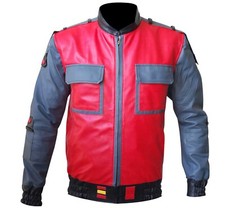 Mens Marty Future Mcfly Faux Leather Jacket Costume Outwear Halloween