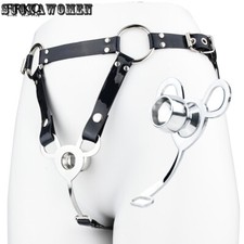 Sissy Metal Negative Chastity Cage Urine Rest Wearable PU Belt Abstinence Devcie