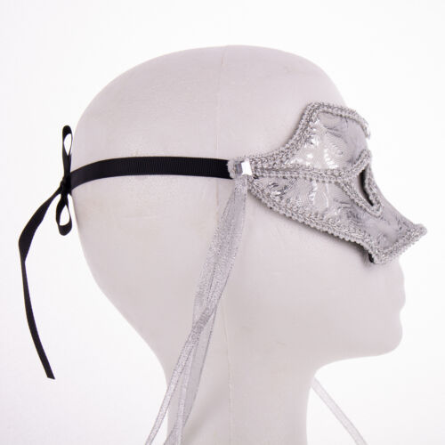Forum Novelties Beautiful Victorian Half Masquerade Venetian Mask, Silver Bla... - Picture 3 of 3
