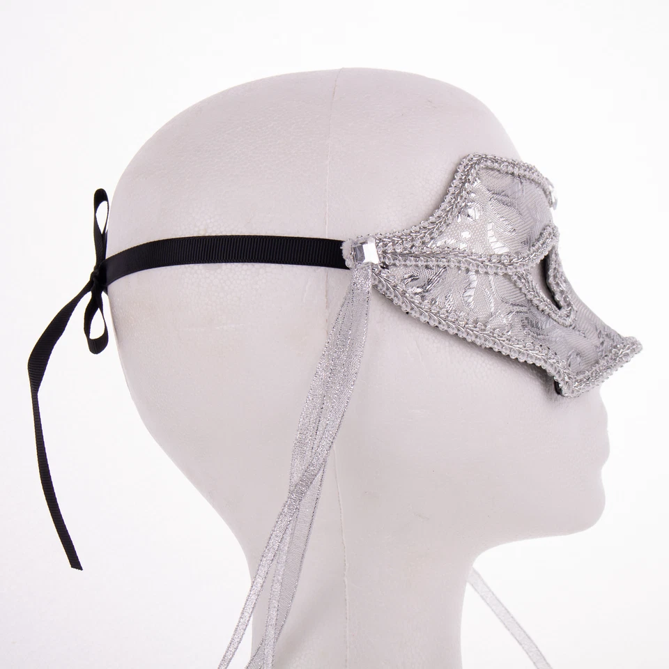 Beautiful Victorian Half Halloween Polyester Venetian Mask, For Adult, Silver... - Image 3 of 3