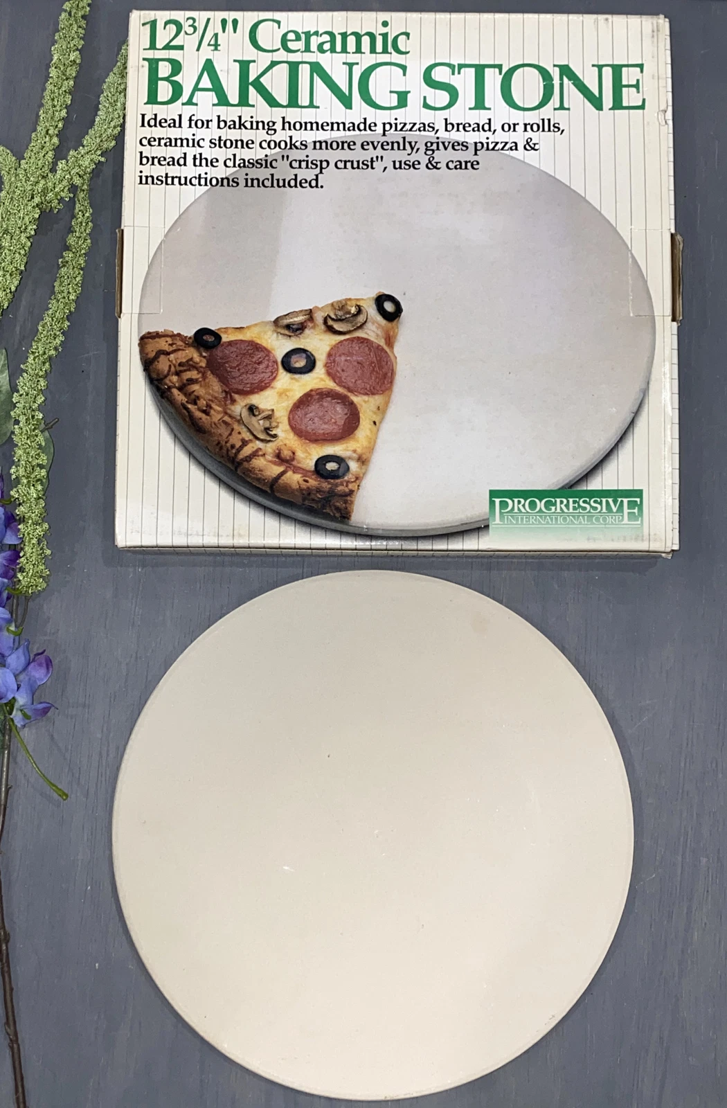 12 3/4" Pizza Stone Round Ceramic Stoneware ~ Progressive International 🍕 NIB