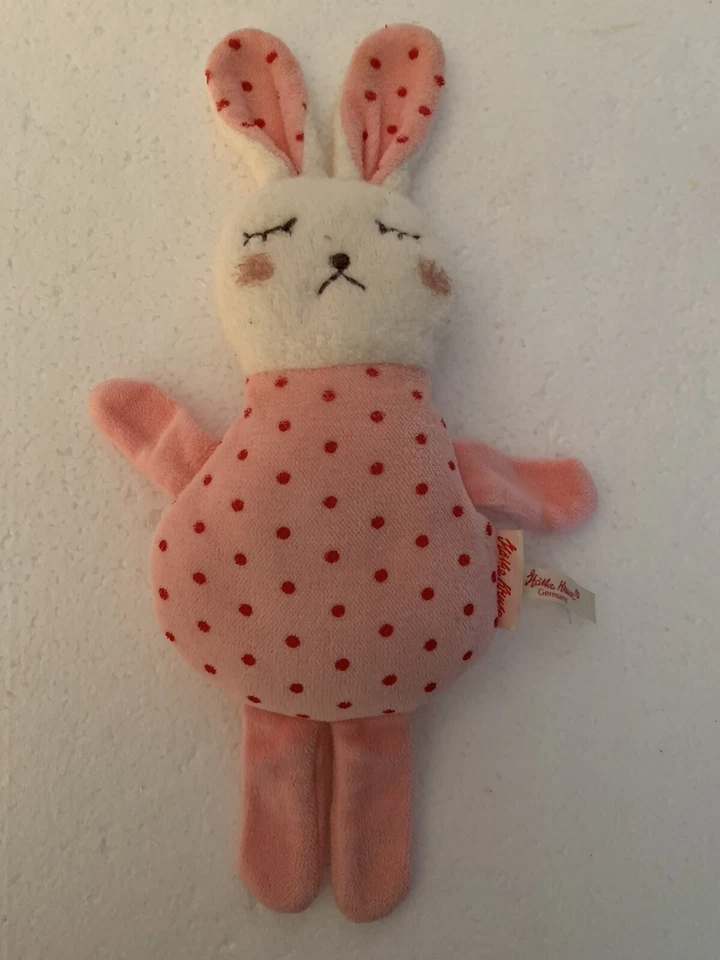 Peluche Kathe Kruse Alemania Conejito Lovey 11" Cara Blanca Rosa Lunares Dormir Foto 2 de 4