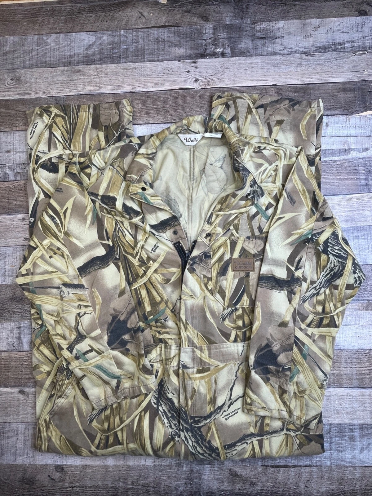 Walls Wetlands Camouflage Coveralls Men's Size XL x 32 Camo Hunting Unlined EUC