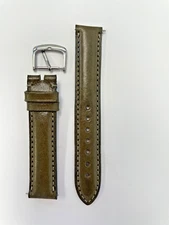 16mm Olive Genuine Leather Watch Band - USA