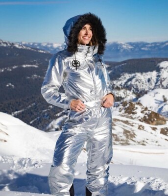 Tipsy Elves Ski Suit Women s SILVER BULLET Retro Snow Suit NWT