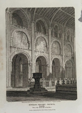 ANTIQUE PRINT BINHAM PRIORY CHURCH NORFOLK 1801-15 PUB BEAUTIES OF ENGLAND