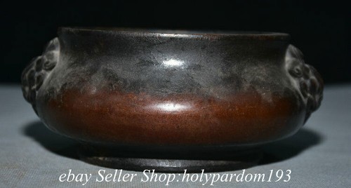 6.6" Qianlong Marked Old Chinese Bronze Dynasty Beast Head incense burner Statue - 第 1/8 張圖片