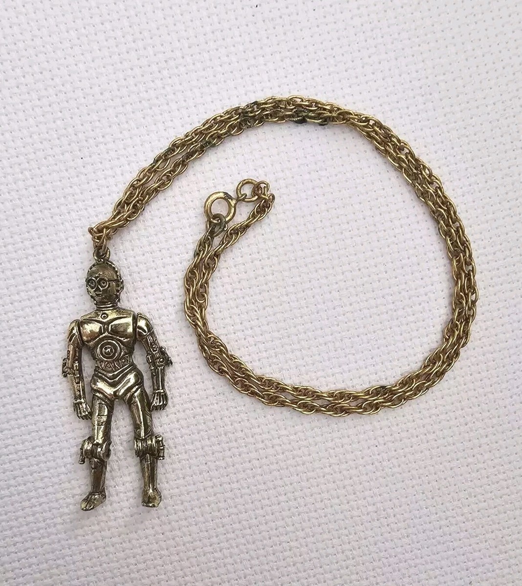 VTG 1977 Star Wars C-3PO Articulated Pendant w/Gold Tone