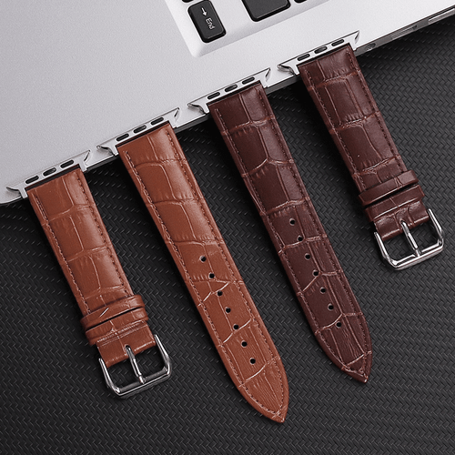 Bracelet en cuir véritable pour iwatch Apple Watch Series Ultra 2 10 9 8 7 6 5 SE - Photo 6 sur 25