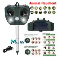 2024 Solar Ultrasonic Animal Repellent Outdoor Cat Deer Dog Bird Skunk Repeller