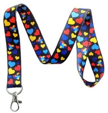 Autism Awareness Hearts Lanyard Id Badge Holder Keychain By Execucat