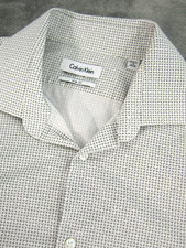 Calvin Klein Slim Fit Shirt Sz 16 34/35 Non-Iron Geometric Black White Long Slv