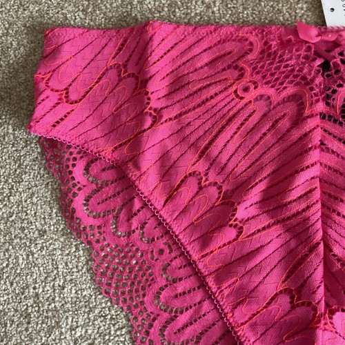 Mutandine M&S Pretty Boutique taglia 16 Nova pizzo vita alta gamba alta rosa rosa - Foto 5 di 9