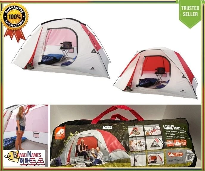 OZARK WT181285 Trail 6 Person Dome Camping Tent 12 x 8.5 x 6