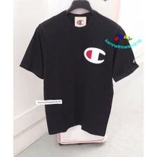 CHAMPION HERITAGE BIG C PATCH TEE SHIRT BLACK MENS SIZE LARGE
