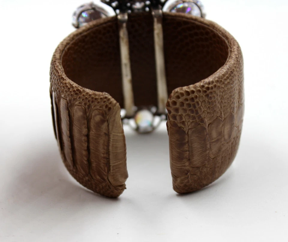 Марказит кубический цирконий CZ чистого коричневой кожи манжеты браслет браслет размер. Med. - Изображение 4 из 4