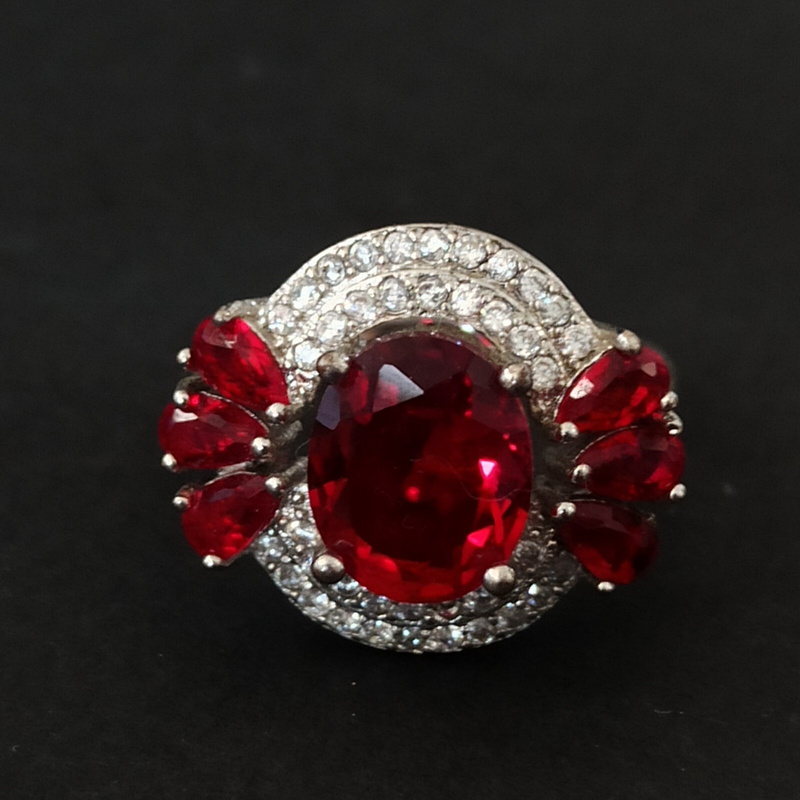Ruby Red Silver Ring Zirconia Prong Statement Sig… - image 14
