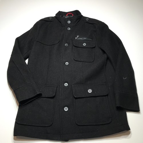 Alfani Fitted Coat Jacket Mens Size M Black Button Front Wool Blend Pockets - Picture 2 of 14