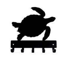 Sea Turtle 9 in. LG Wall Key Rack Holder Made in USA Storage with 5 hooks