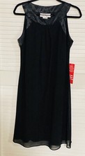 Dana Kay Dress Sleeveless Black Cocktail Women Size 10 Satin Accents NWT