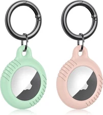 2 Pack Silicone Case for AirTag Tracker 2021Protective Skin Cover with Keychain