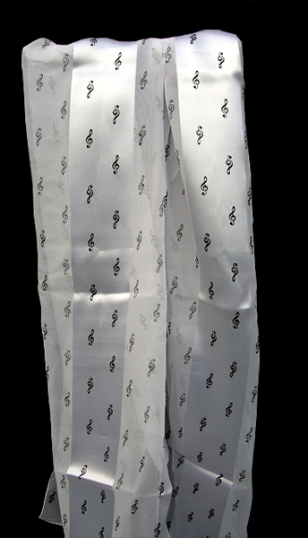 White Music Scarf with Black Treble Clefs - Music Gift - Music Scarves for Choir