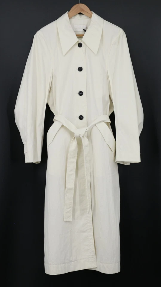 LOW CLASSIC WOMENS BELTED TRENCH COAT UK M CREAM COTTON RRP £868 EG