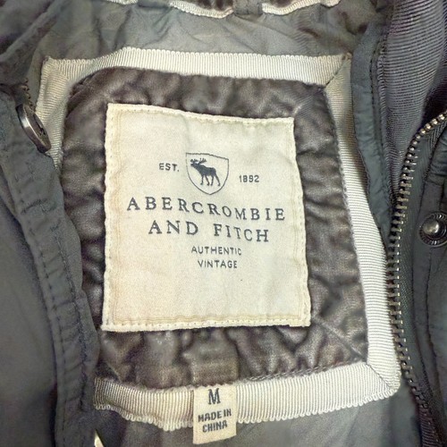 Abercrombie Fitch Womens Down Vest Size Medium Green Fur Lined Hood Y2K Moose - Picture 6 of 10