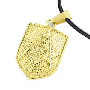 Authentic Masonic Pendant - Gold Plated Mason Shield Necklace for Freemasons