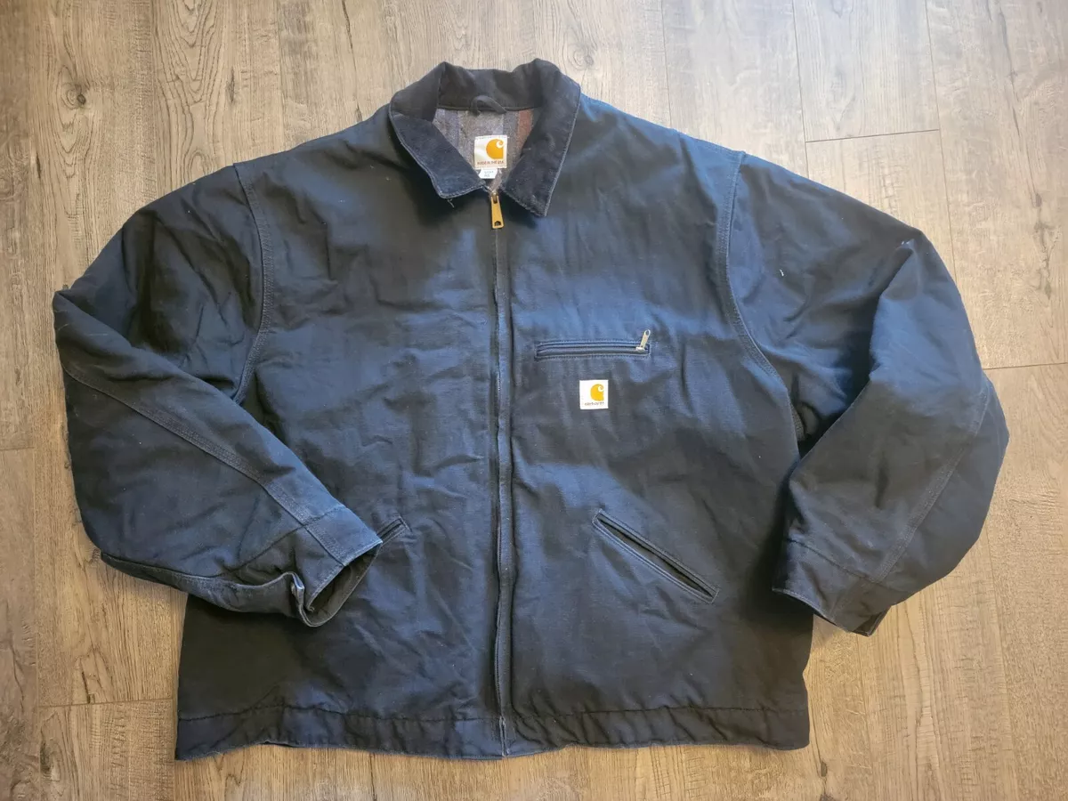 🇺🇸 Carhartt Detroit Jacket J97 Black Zip Blanket Lined 3XL Tall Flannel  USA