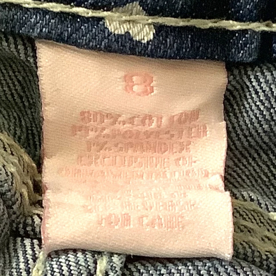 Candie's Girl Denim Capri Jeans Blue / White Hearts Adjustable Waist Sz 8 Cotton - Image 3 of 4