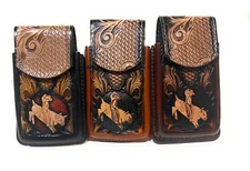 WESTERN LEATHER PHONE CASE, COWBOY RODEO BULL RIDER PHONE CASE, FUNDA VAQUERA