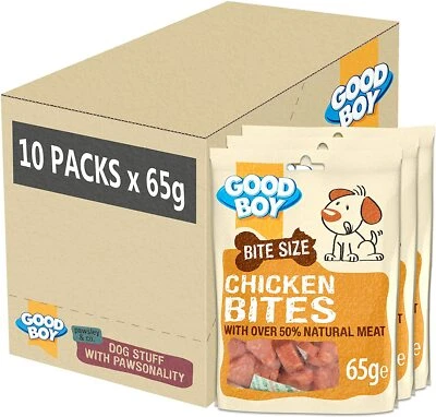 GOODBOY 10 X GOOD BOY CHICKEN BITES DOG PUPPY BITE SIZE LOW FAT TRAINING TREATS 65G