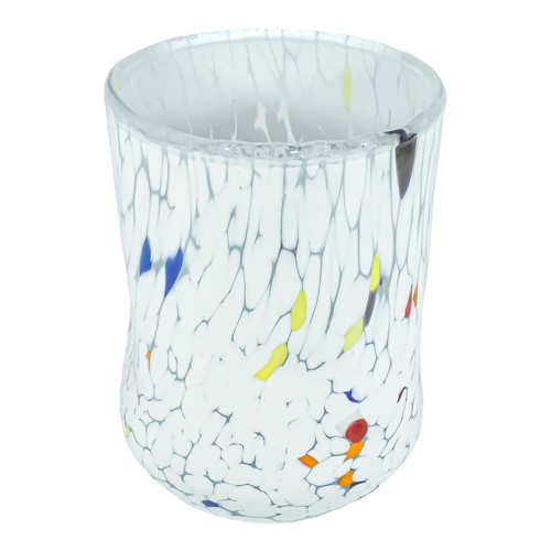 Murano Glass Drinking Art Tumbler White Handmade Multi Millefiori Venice - Picture 2 of 5