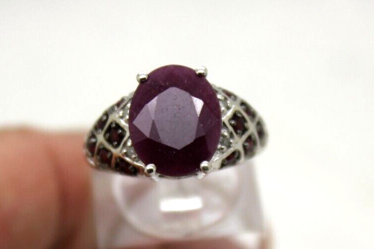 Sterling Silver .925 NATURAL RUBY ELEVATED DESIGN… - image 1