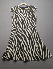 Michael Kors Ghanzi' Zebra Print Ponte Fit & Flare Dress Sz 8P 