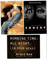 LOT OF 3 Movie film Bride of Chucky Forces of Nature Minus Man advertising PCs