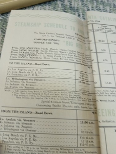 1934 Santa Catalina Island CA Time Tables Fares Info Brochure Train Boat + - Picture 5 of 14