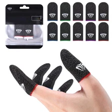 10PCS Gaming Finger Sleeves Ultra-Thin 0.3mm Silver Fiber Thumb Sleeves for