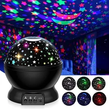 Rotating Starry Sky Projection Night light Moon Star Lamp for Kids Baby Party US