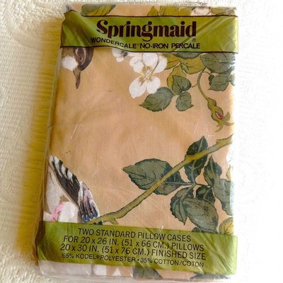 Vintage Springmaid Wondercale 2 Standard Pillowcases No Iron Percale NOS
