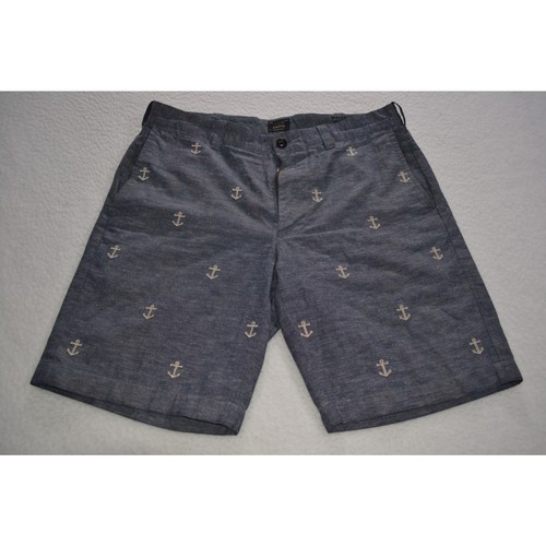 J Crew Golf Shorts Hawaiian Linen Cotton Blend Mens Size 31 Nautical Anchor - Picture 5 of 5