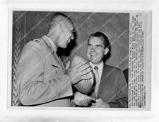 o69557 1959 orig photo politics VP Richard Nixon & Lt Pete Dawkins and a footbal