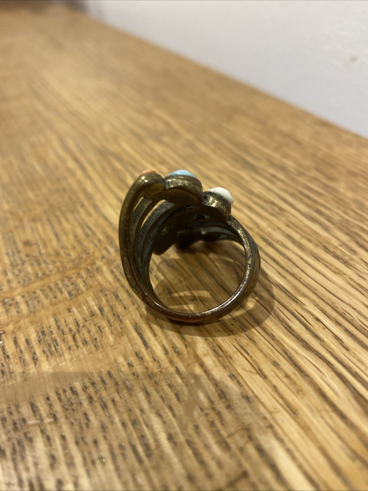 Abstract Wrap-Around Statement Ring – Bronze/Bras… - image 3