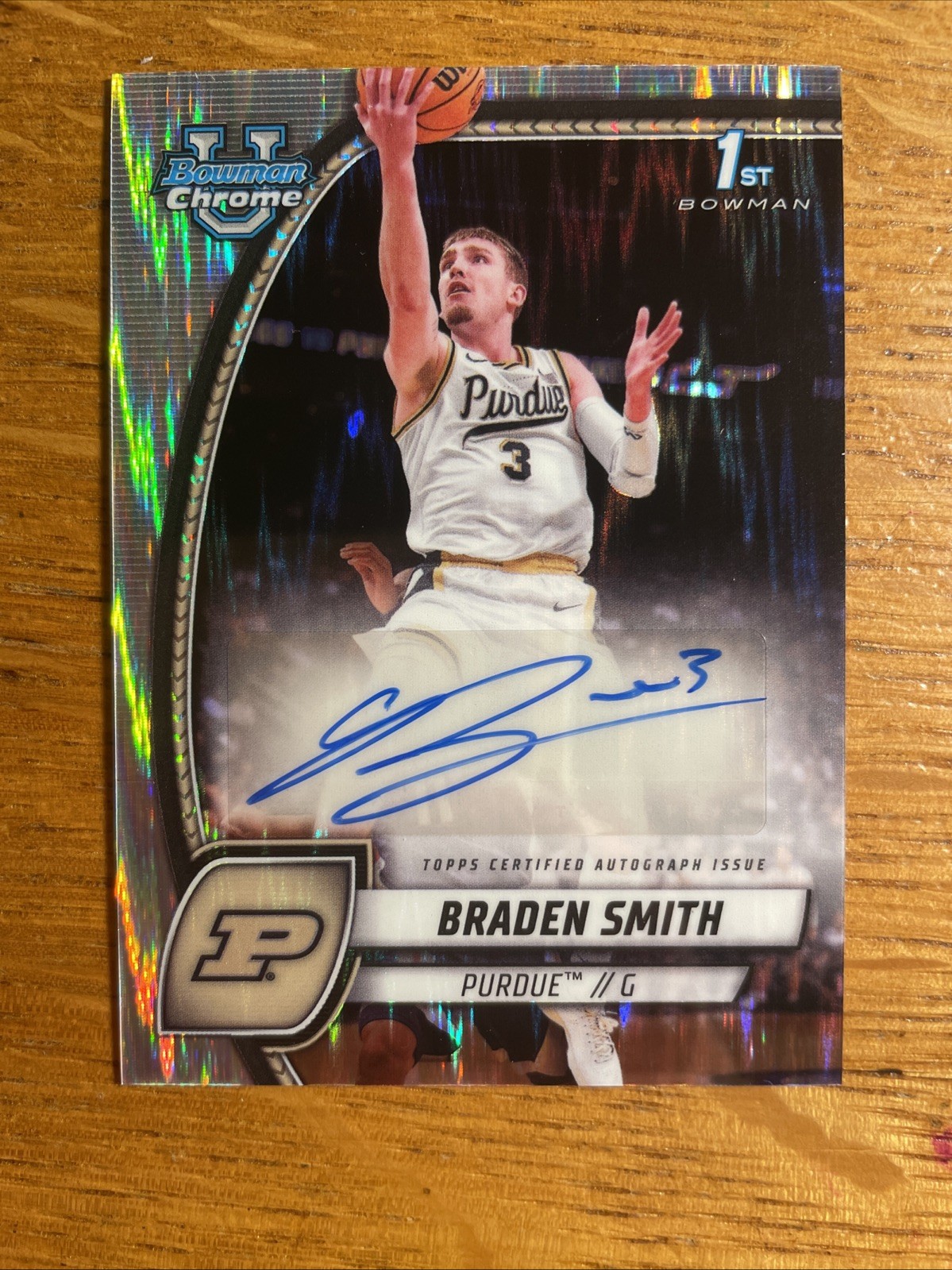 2024-25 Bowman U Chrome Braden Smith 1st Bowman Stealth Refractor Auto Purdue