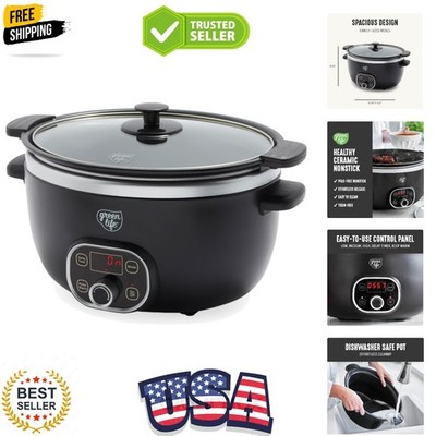 6QT Slow Cooker, Non-Toxic PFAS-Free Ceramic Nonstick Removable Interior Bowl...