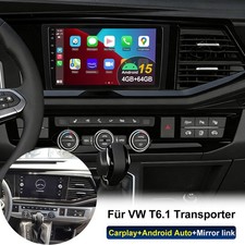 4+64GB Android 15 Autoradio CarPlay GPS BT Navi Für VW T6.1 Transporter Multivan