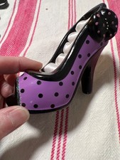 Mini Purple High Heel Shoes Jewelry Ring Holder Display F 