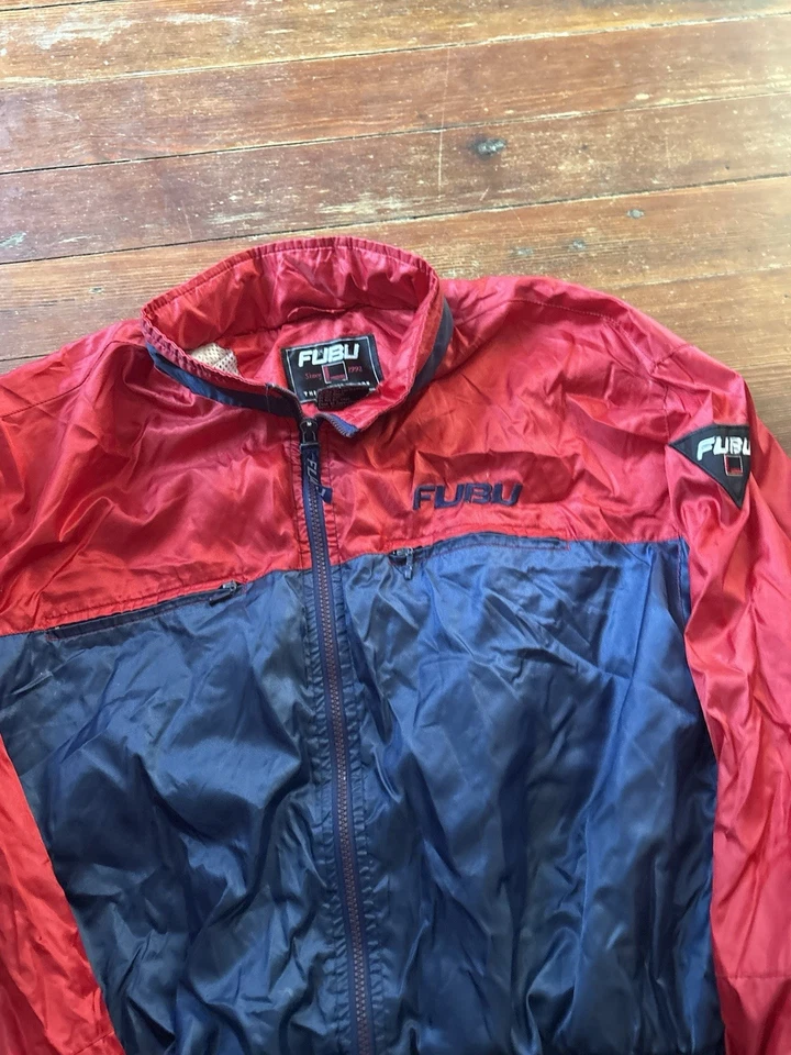 FUBU Windbreaker Jacket Men’s XL Blue Red Vintage Full Zip FUBU Sport - Image 2 of 4
